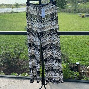 Refuge transparent beach cover up pants wide leg new size large